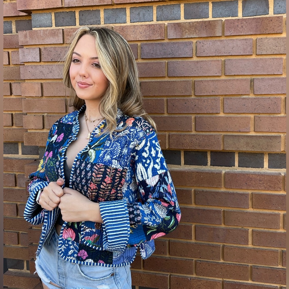 Blue Quilted Cotton Jacket